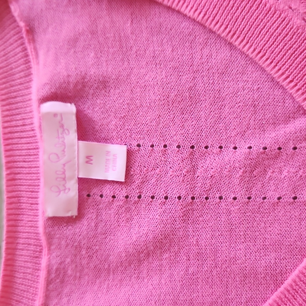 Lilly Pulitzer Elegant Pink V-Neck Sweater for Women - Picture 4 of 5